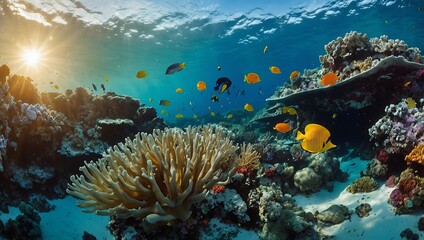 Exotic tropical sea with vibrant marine life