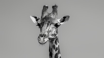 Obraz premium Giraffe Portrait in Black and White