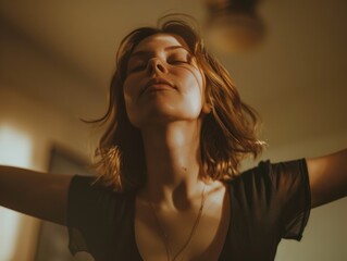 Fototapeta premium A person extending their arms upwards, possibly in worship or celebration