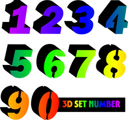 Gradient 3d numbers. Symbol set. Vector illustration