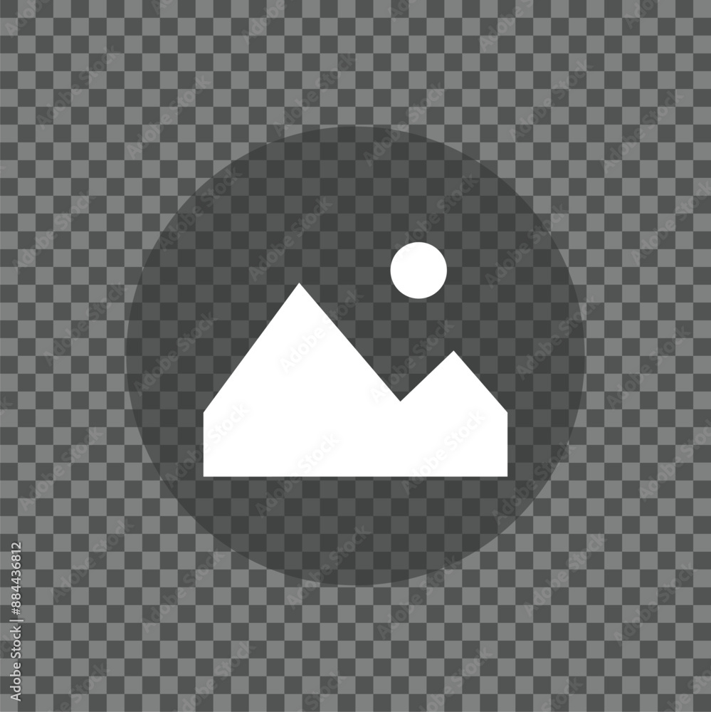 Poster blank image or photo placeholder icon design round shape with transparency. user interface icon desi