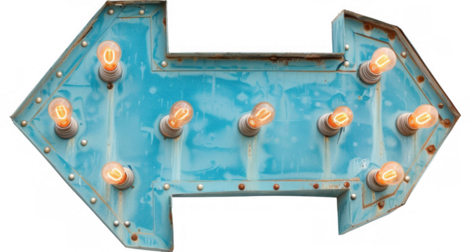 Blue Marquee Arrow Sign