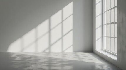 Shadow on White Wall in Sunlit Empty Interior