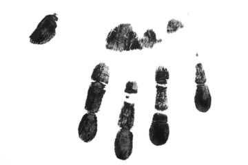Black Hand fingerprint crime brush effect isolated on background 