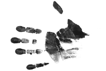 Black Hand fingerprint crime brush effect isolated on background 