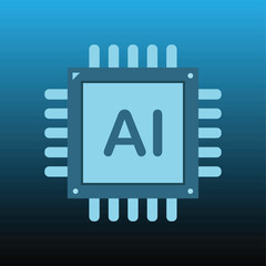 Artificial intelligence icon circuit CPU chip symbol Vector illustration. Technology innovation, futuristic technology Ai processor. Machine learning design. Smart network digital technology.