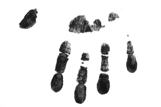 Black Hand fingerprint crime brush effect isolated on background 