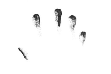 Black Hand fingerprint crime brush effect isolated on background 