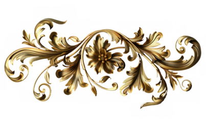 Ornate Golden Floral Design Element