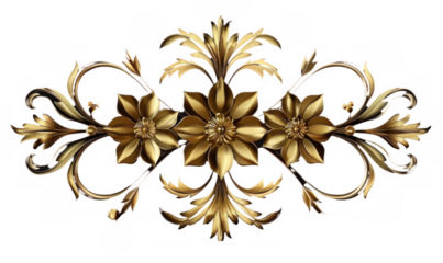 Ornate Golden Floral Design Element