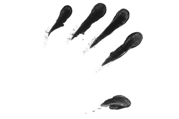 Black Hand fingerprint crime brush effect isolated on background 