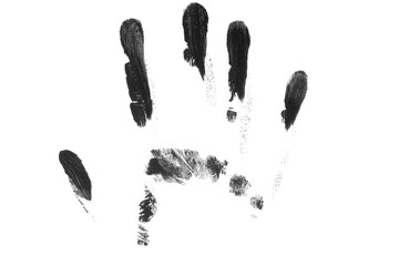 Black Hand fingerprint crime brush effect isolated on background 