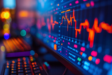 Naklejka premium Dynamic Stock Market Data Display on Computer Monitor