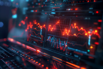 Obraz premium Dynamic Stock Market Data Display on Computer Monitor