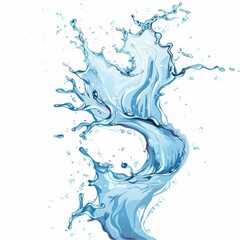 a sparking water splash clipart, refreshing element, artistic style, blue tones, isolated on white background