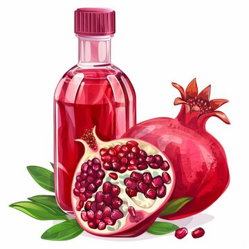 red pomegranate juice bottle and fruit clip art preview
