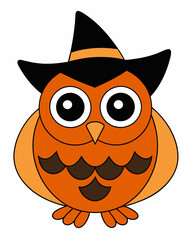 Halloween Owl with  hat vector illustration 