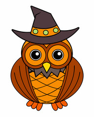 Halloween Owl with  hat vector illustration 