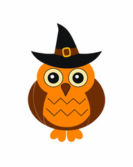 Halloween Owl with  hat vector illustration 
