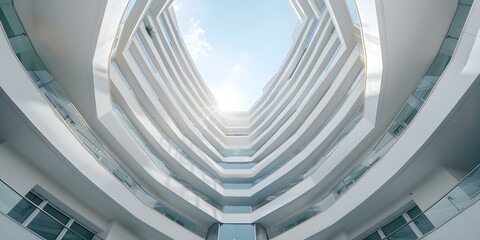 Modern office building with elliptical balconies glass roof spacious urban design. Concept Architecture, Modern Buildings, Office Design, Urban Development, Glass Structures