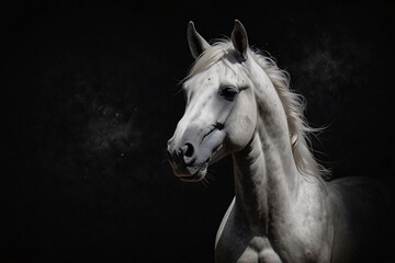 Chestnut Horse Close-Up with Artistic Lighting and Dark Background
