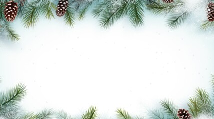 Christmas frame with pine branches with space for text
