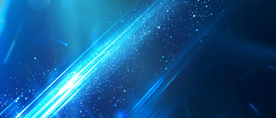 Obraz premium an abstract composition of bright blue light beams extending diagonally from the bottom left to the upper right corner
