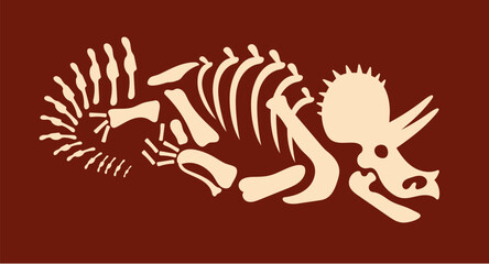 Dinosaur fossil skeleton under ground ancient bone paleontology isolated set. Vector doodle line style design element © PrettyVectors