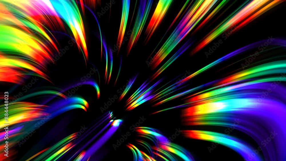 Aufkleber abstract distortion refraction of rainbow rays with spectral gradient and glow effect through lens o