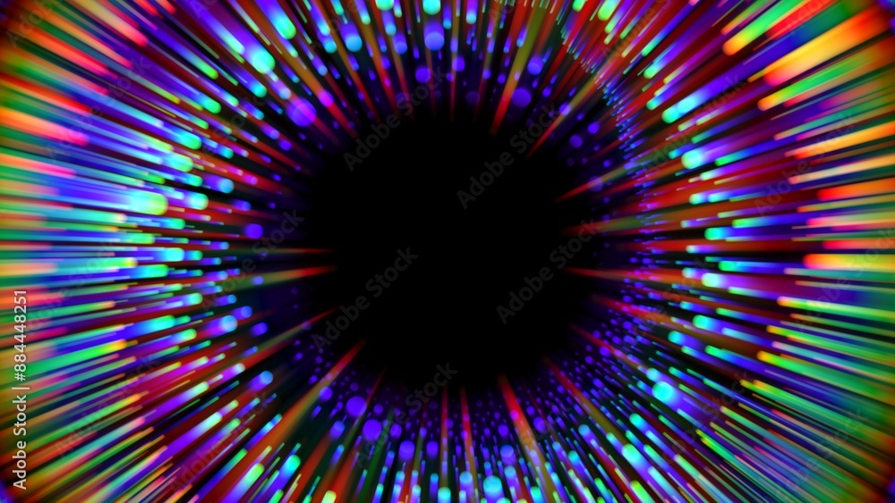 Aufkleber abstract distortion refraction of rainbow rays and glowing particles through lens with place for you