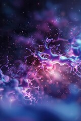 Fototapeta premium Abstract art of purple and blue liquid with galaxy background.