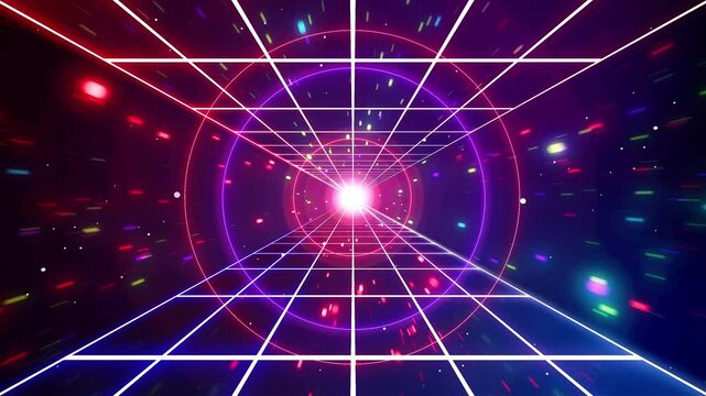 Abstract retro style 80s-90s futuristic grid wireframe backdrop. Digital landscape neon retro party laser pattern background.