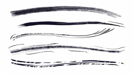 A minimalist abstract image featuring several black and white brush strokes on a white background. Perfect for artistic projects or as a design element.