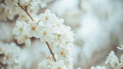 Beautiful white blossoms on a tree during spring outdoors