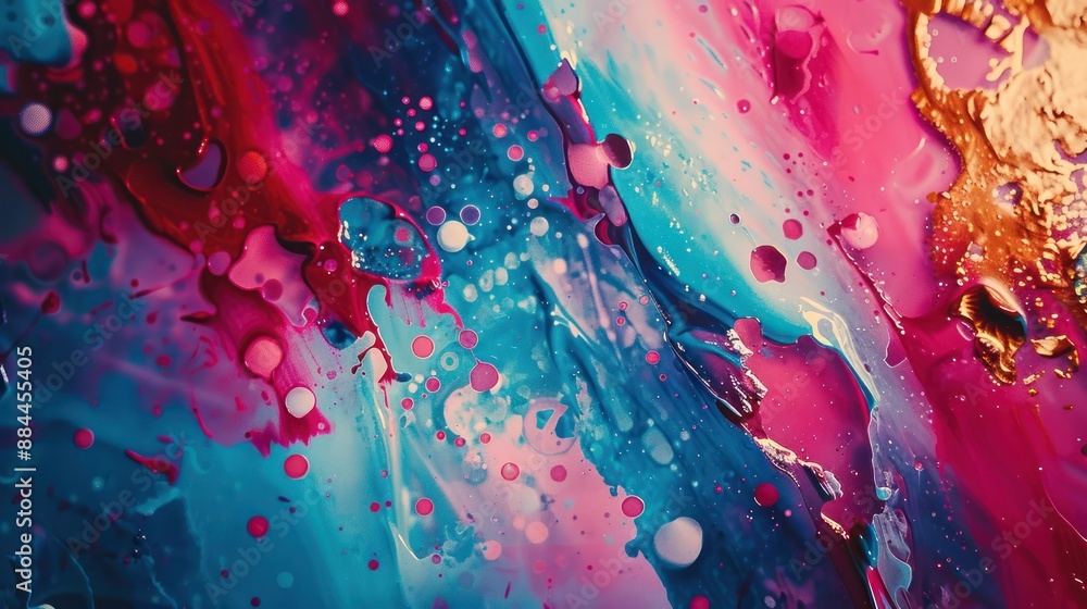 Aufkleber abstract paint splatters and textures in vibrant colors, adding depth and intensity