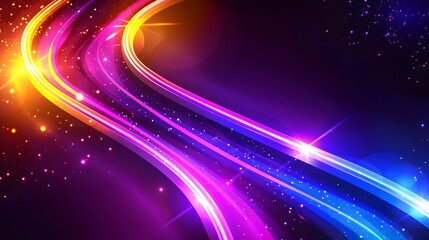 Obraz premium curve, effect, blue, dark, design, background, futuristic, glow, graphic, neon, shiny, wave, motion, abstract, illustration, light, modern, technology, concept, digital, line, texture, flowing, glowin