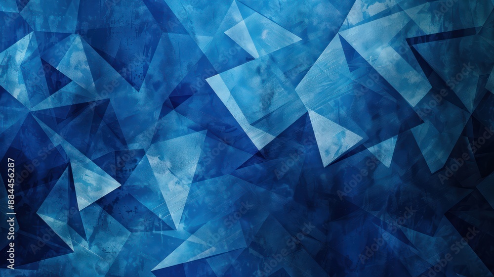 Aufkleber geometric abstract design featuring deep blue tones, with angular shapes and forms