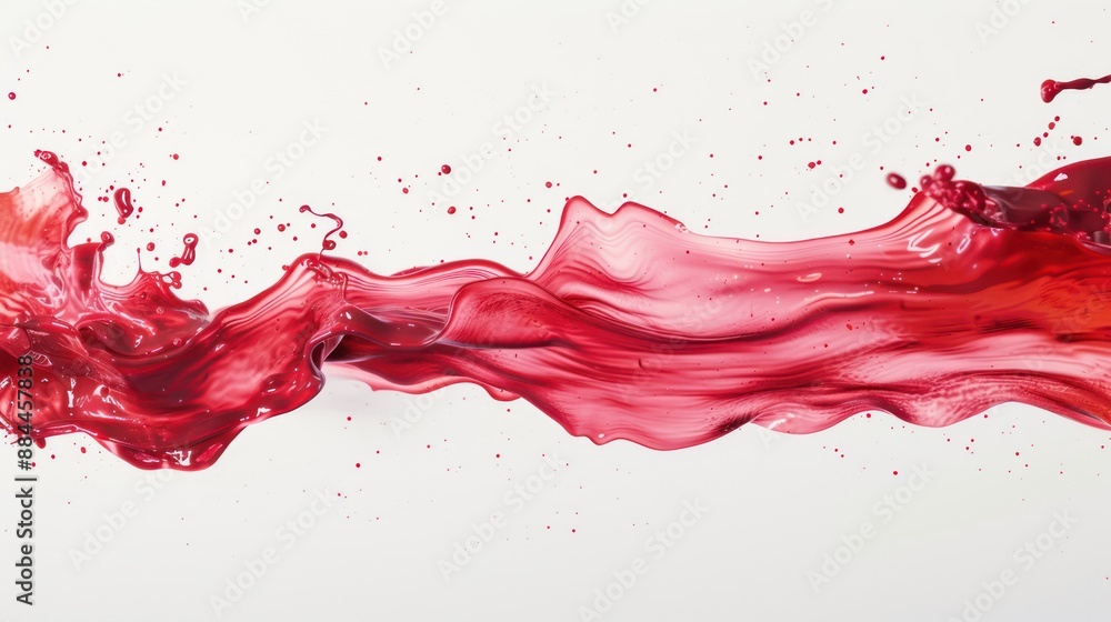 Poster abstract paint splashes in red, adding a sense of movement and intensity