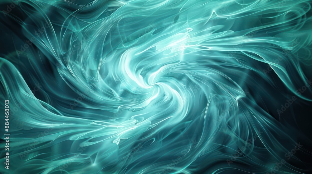 Poster abstract teal swirls and patterns, creating a serene and tranquil backdrop