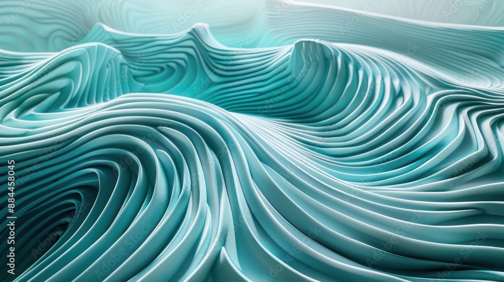 Wall mural Abstract teal swirls and patterns, creating a serene and tranquil backdrop