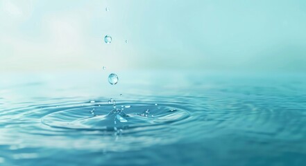 Water Drop Splashing in Blue Water