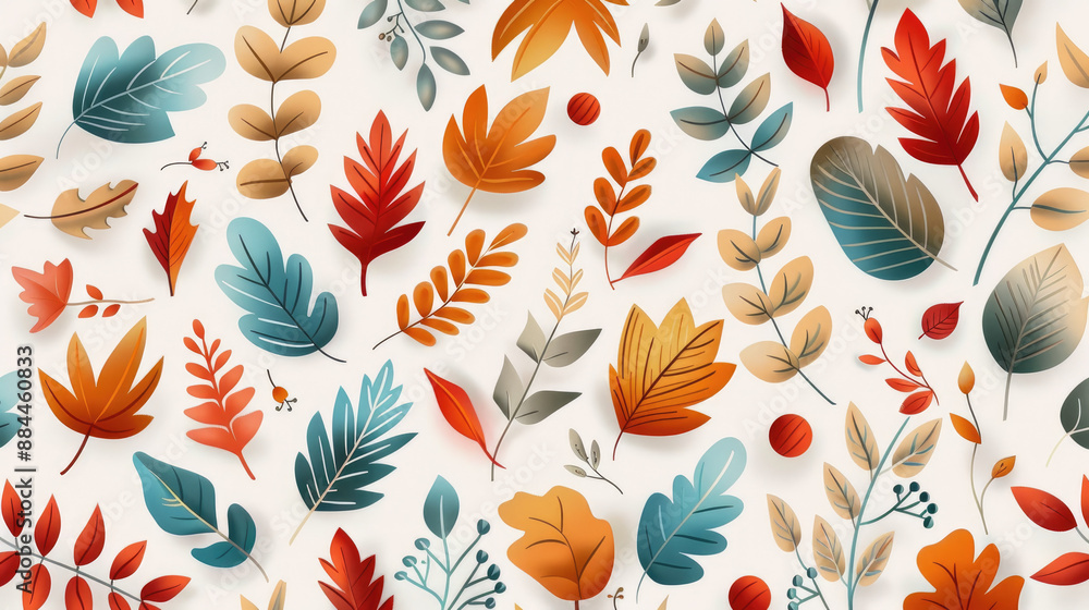 Poster flat design fall leaf patterns creative process concept.