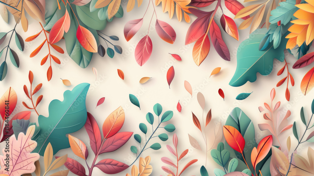 Poster flat design fall leaf patterns creative process concept.