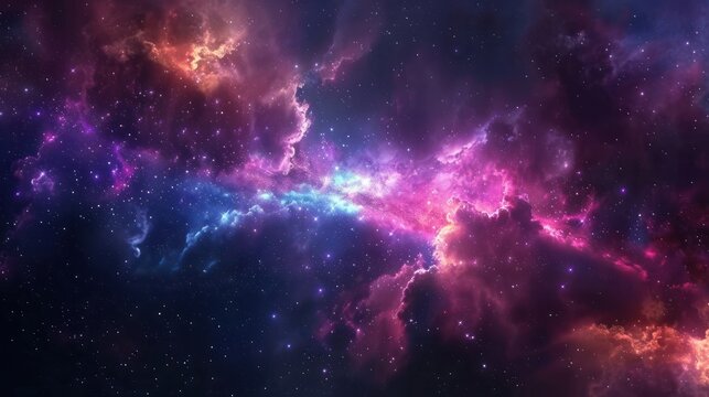 Colorful space galaxy cloud nebula. Stary night cosmos. Universe science astronomy. Supernova background wallpaper