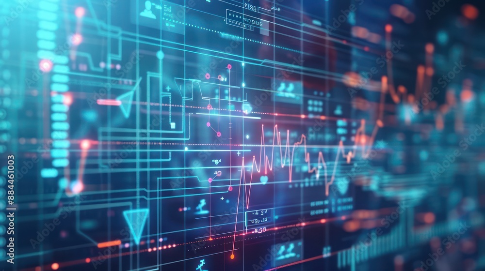 Aufkleber digital abstract artwork representing medical data and health-related graphs