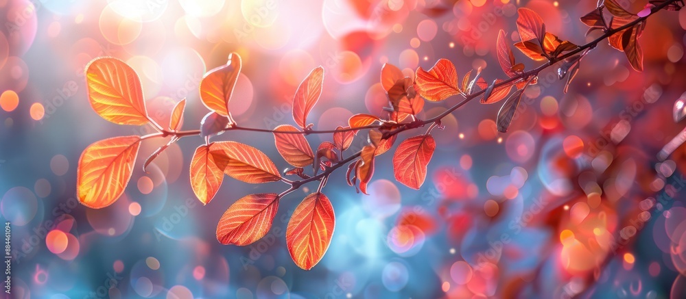 Poster Autumn Leaves with Bokeh Background