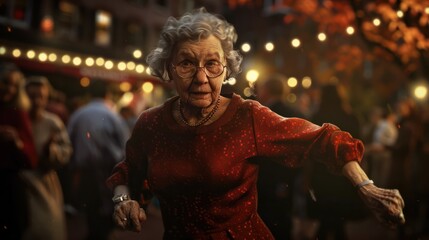 Fototapeta premium Elderly lady at a swing dance