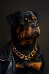 Rottweiler dog in Vogue style