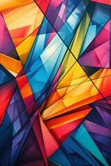Abstract geometric shapes in vibrant colors, modern and dynamic, artistic background