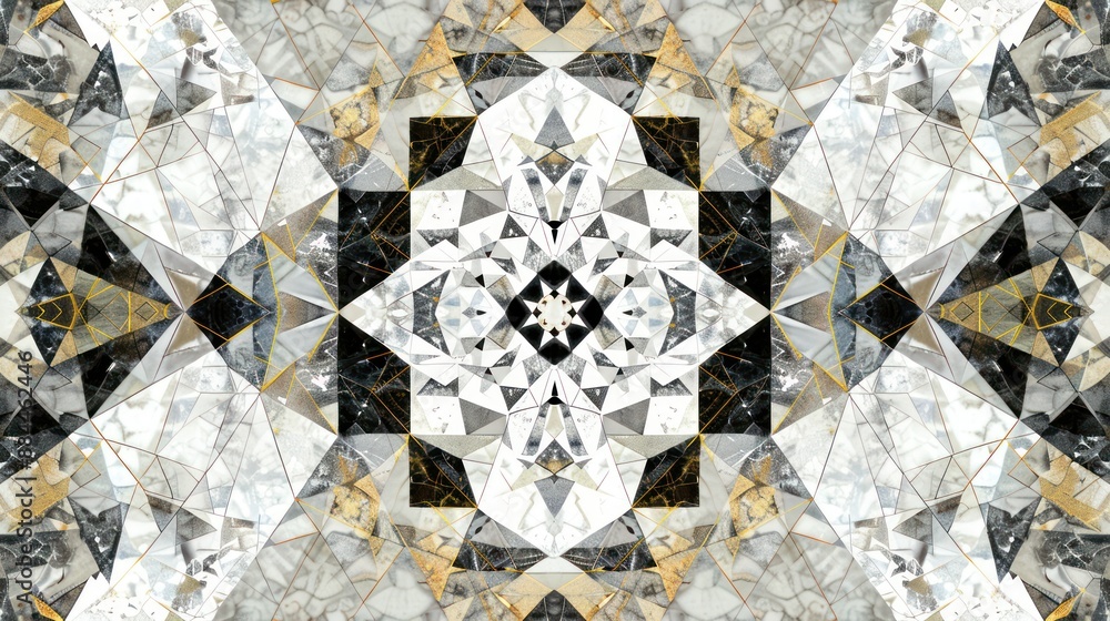 Poster geometric abstract design with tessellated patterns and intricate details